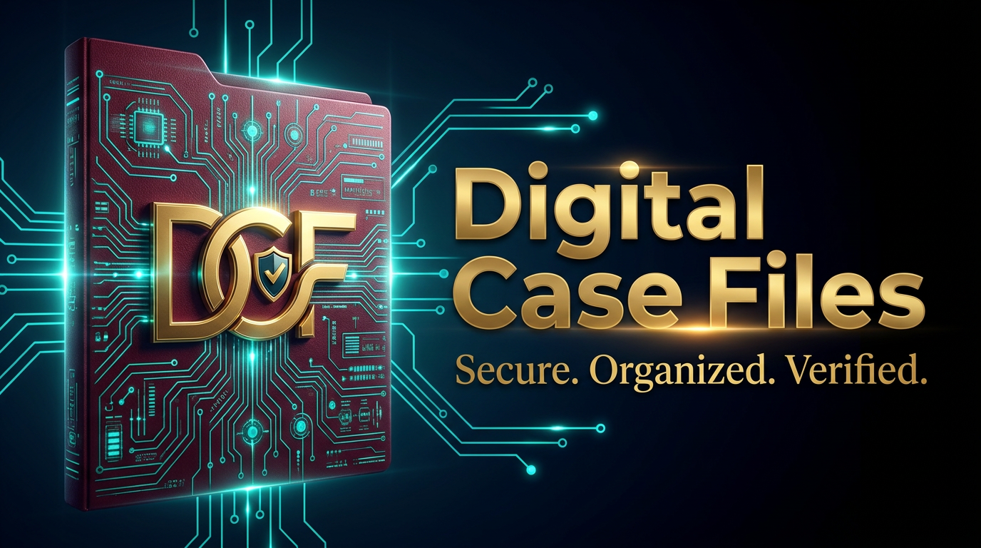 Digital Case Files secure folder with shield - Secure, Organized, Verified